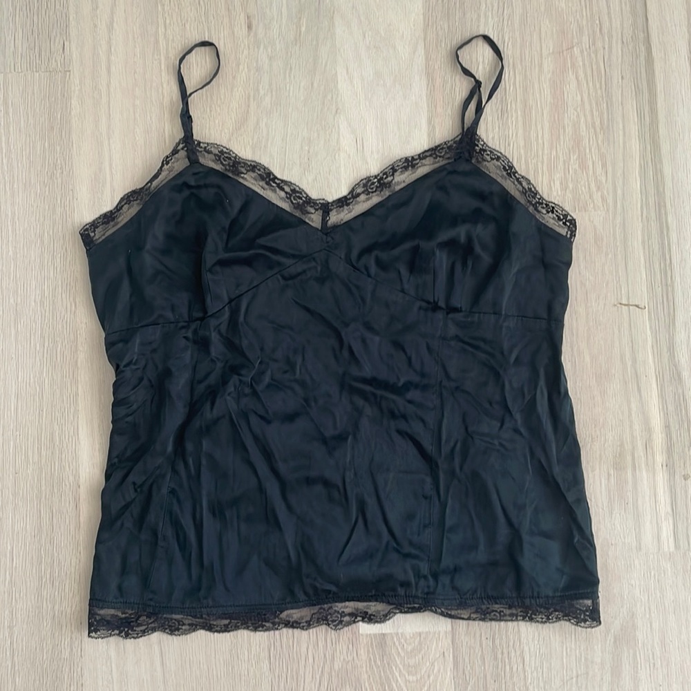 Silk Top with Lace Trim